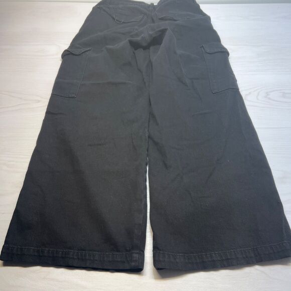 American Eagle Pants Womens 4 Black Cargo Baggy Wide Leg Super High Rise - Picture 8 of 8